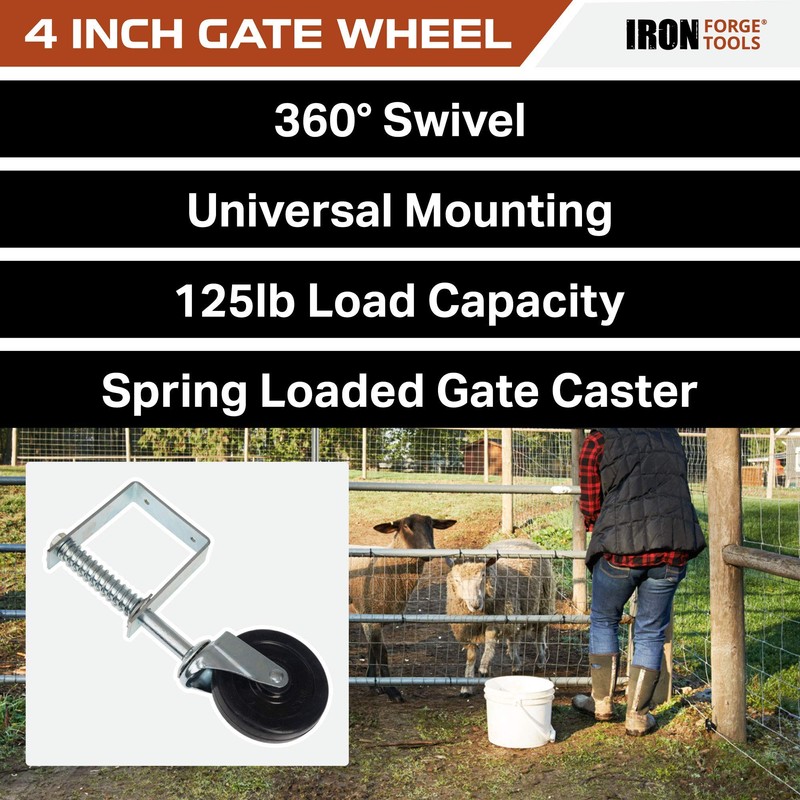 Iron Forge Tools 4 Inch Hard Rubber Swivel Mount Gate