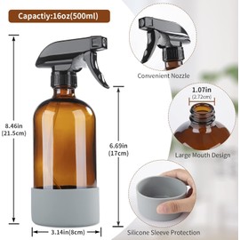 QINGYA 2 pack amber glass bottle,Empty Refillable Essential Oil Bottle 14 OZ/ 400 ML