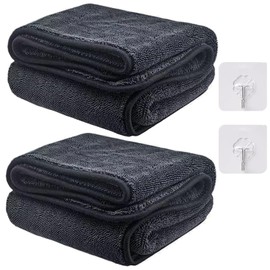 ZOCONE 2 Pcs Bathroom Drying Cloth Wipe 40×60cm Cloth Wonder Wipes with 2 Hooks, Drying Towel Cleaning Cloth Super Absorbent Wipes Bathroom Cloths for Showers Glass Car