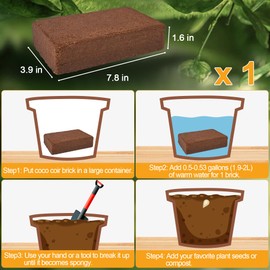 Miuwauer Organic Coco Coir 1 Pcs Compressed Coconut Coir Brick Coconut Fiber Husk Substrate Mulch Coconut Bark Core Growing Medium Peat Moss Soil High Nutrition for Plants Gardening Seed Starting Soil Mix