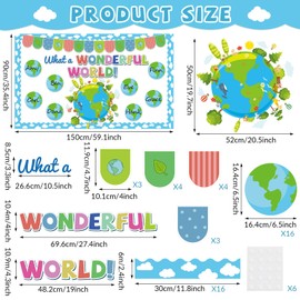 Earth Bulletin Board Set What A Wonderful World Classroom Bulletin Board Decorations Earth Name Tag Cutouts Classroom Decorations for Back to School Teachers Office Chalkboard Decor Wall Door Supplies
