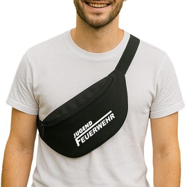 Huuraa Bauchtasche Jugend Feuerwehr Schriftzug Geschenk 2,5 Liter Black Jugend Feuerwehr Geschenkidee