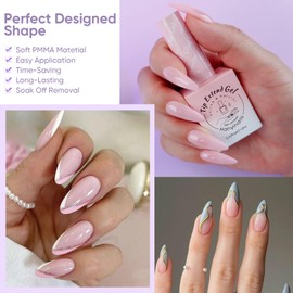 Long Almond Gel x Nail Tips, 240Pcs Half Matte Nails Pre-Shaped Glue On Acrylic Fake Nails, Soft Clear Full Cover Extension False Nail Tips 12 Sizes for Beginners Home DIY Nails Art -Hanyinails