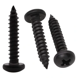 #4 x 1/4" (100 Pack) Stainless Steel Pan Head Self Tapping Screws, 304 SS (18-8) Black Coated, Phillips Drive Round Head Corrosion Resistant Screws for Wood & Sheet Metal