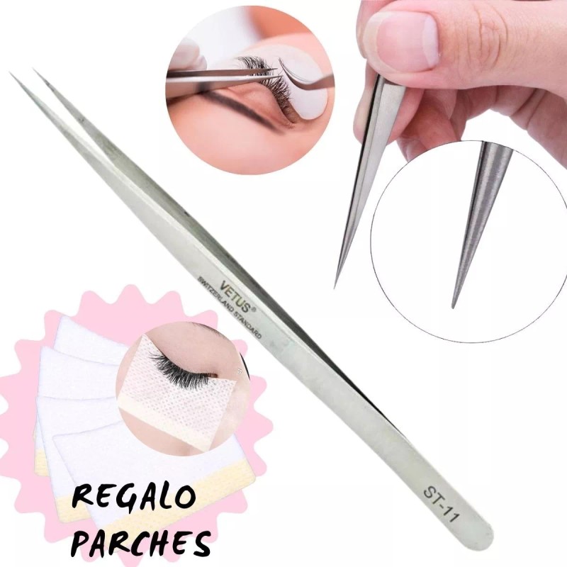 Vetus Pinzas Pestañas Postizas Acero Vetus Esd-11 Plata Full