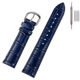 EACHE 20mm Crocodie Leather Watch Band for Men Women, Alligator Grain Pattern Calfskin Replacement Watch Strap Navy Blue