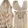 Hetto Clip in Human Hair Blonde Hair Extensions #18/613 Ash