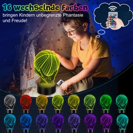 Linkax Basketball Gifts for Boys, Children and Girls, Basketball Gifts for Boys, 3D Night Light Children’s Optical Illusion Lamp, 16 Colours Changing Birthday Gifts, Children's Room Decoration