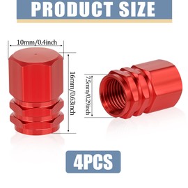 4 Pcs Aluminum Tire Stem Valve Caps Red Tire Valve Caps Wheel Valve Covers Hexagon Design Aluminum Valve Stem Covers Tire Nozzle Caps Tire Cap Cover Accessories Universal for Cars, Trucks, Motorcycles