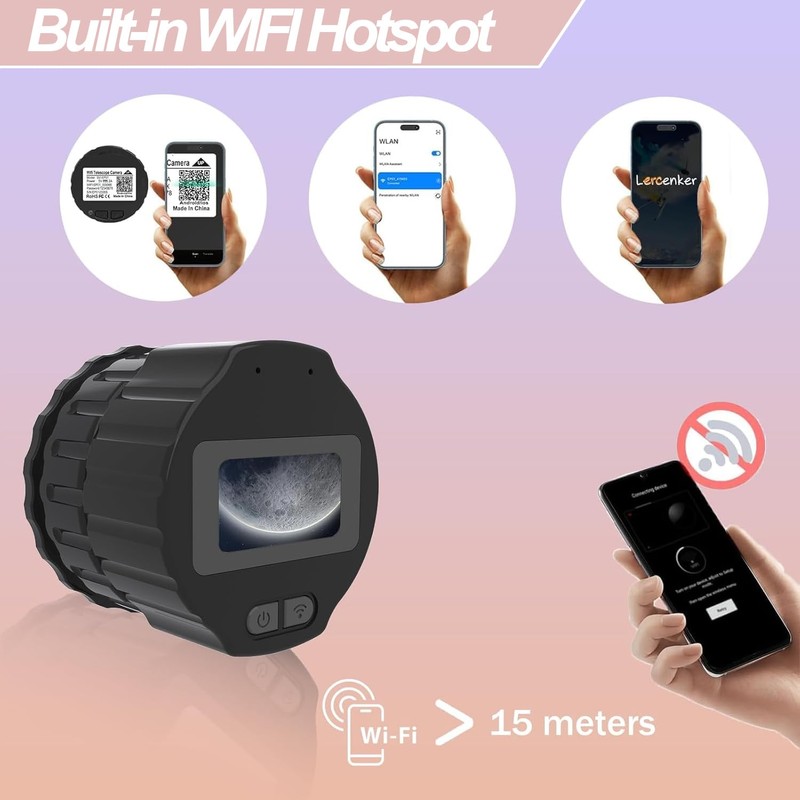 WiFi Eyepiece Camera with 1.5 Inch Screen, 2.5K Video, 1920