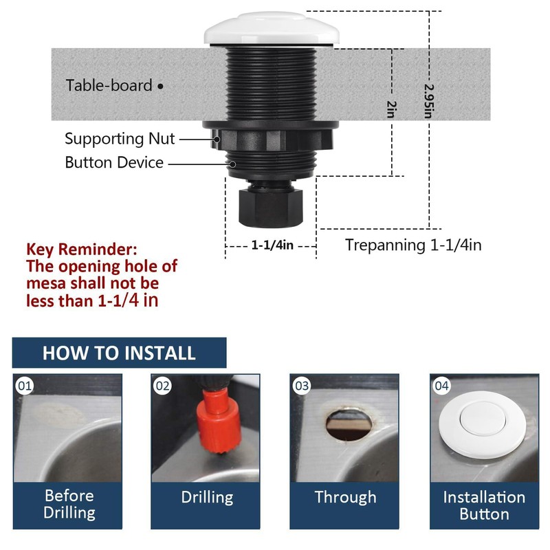 Garbage Disposal Air Switch Kit Single Outlet Sink Top Waste