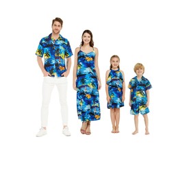 Matchable Family Hawaiian Luau - Ropa para hombres, mujeres y niños, color azul atardecer, parte superior de tirantes delgados para mujer, S