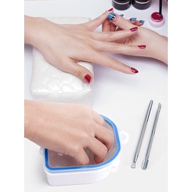 Nail Soaking Bowl, Soak Off Gel Polish Dip Powder Remover Manicure Bowl with Triangle Cuticle Peeler and Stainless Steel Cuticle Pusher Nail Art Tool (Blue-3PCS Set)