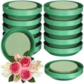 Perthlin 12 Pieces DIY Flower Foam with Bowl Kit 6.5 Inch Large Size Round Floral Foam Blocks Green DIY Flower Arrangement Kit Floral Flower Arranging Supplies for Wedding Birthday Party Decoration