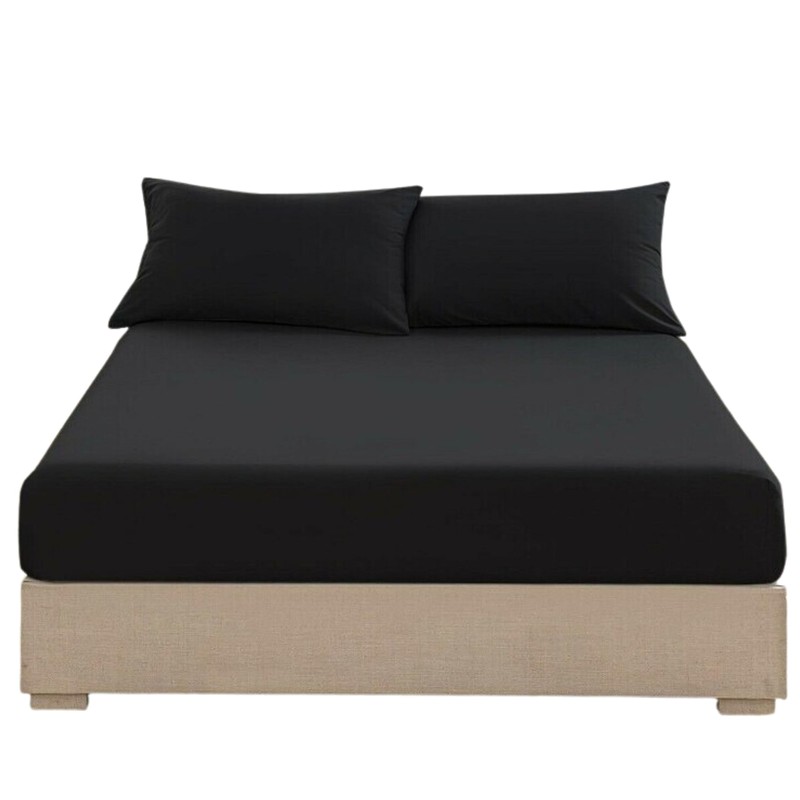 EV DEKOR Extra Deep Fitted Sheet Single, Black - Deep