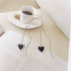 Black Heart Tassel Threader Drop Dangle Earrings for Women Cute