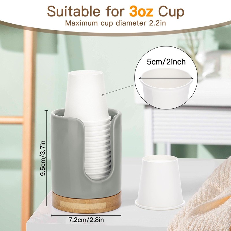 Soleebee Ceramic Bathroom Cup Dispenser, Hold 3 oz Mouthwash Cup