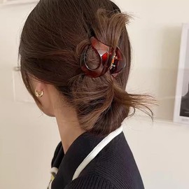 Inateannal Vintage Small Claw Hair Clips for Women Brown Medium Hairclip Plastic Thick Hair Nonslip Claw Clips Strong Hold Hair Accessories