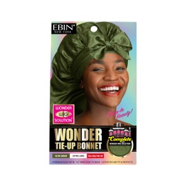 Wonder Wig Solution Tie-Up Bonnet Extra Long Olive Green – Stylish Sleeping Night Cap for Women Braids, Locs, Weaves, Wigs, Natural Hair, Silky Satin Adjustable Tie Band, Minimizes Frizz, Breathable