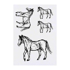 4 x 'Horse' Temporary Tattoos - Water Resistant, Skin-Safe, Non-Toxic Transfers, Mixed Sizes (TO00035345)