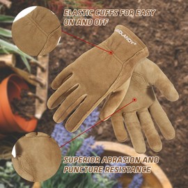 HLDD HANDLANDY Kids Gardening Gloves, Childrens Leather Work Gloves for Boys Girls Age 2-11, Great Gift for Yard Work