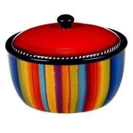 Sierra 8.25" Ceramic Bean Pot with Lid, 72 oz, Multicolor – Great for Serving Soups, Stews, Chilis, Casseroles, Salsas, and Sides – Vibrant Mexican-Inspired Cookware