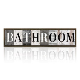 Vintage Bathroom Wall Plaque, Farmhouse Home Decor, Bathroom Decor for Wall Table Shelf, Washing Room Decors, Rustic Hanging Signs and Plaques, Decorative Wooden Box Sign 17.8x4x1.2 inches