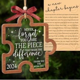Never Forget You are The Piece That Made The Difference Ornament, Thank You Gifts for Coworkers, Boss, Women, Men, Best Gifts for Retirement, Farewell, Christmas Appreciation Gifts (Puzzle with Card)
