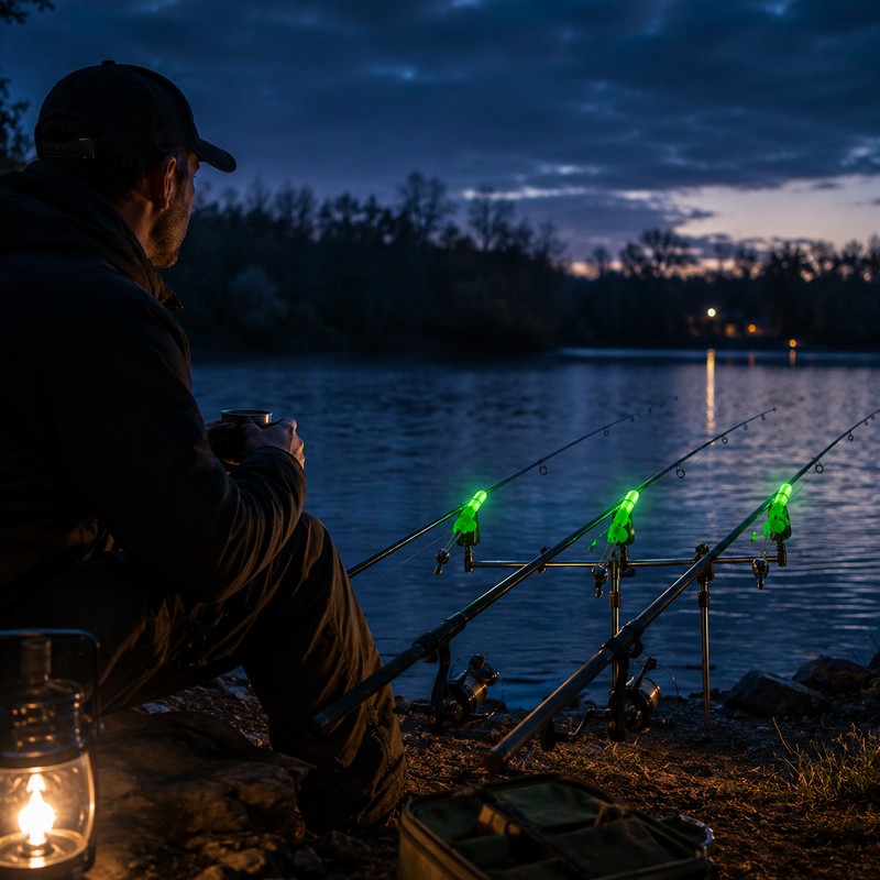 6-Piece Fishing Bite Alarm Bells with Luminous Night Light –