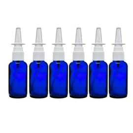 ADVANCED ASCENT Cobalt Blue Glass 1 oz with Nasal Sprayer - EMPTY, Refillable, Travel Size, Quality Glass! (6 Pack)