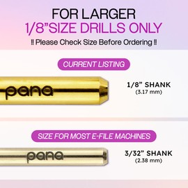 PANA 1/8" SPECIAL SIZE Large Smooth Round Top Safety Carbide Nail Drill Bit for Gel Polish & Acrylic Removal Nail Salon Manicure Pedicure E-File (Large Barrel - Gold, Coarse) EXTRA THICK SHANK