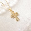 SUPJEWE 14K Gold Cross Pendant Necklace with Cubic Zirconia, Chain