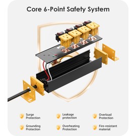 CCCEI Heavy Duty Surge Protector Power Strip 20 Amp Individual Switches. Industrial GFCI Multiple Outlets Extender 12 Gauge 6 FT Extension Cord. Yellow High-Amp 4 Plugs for Shop Garage Kitchen.