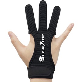 JKER TECH Guantes de tiro con arco para caza de tiro con arco de piel, protector de tres dedos para jóvenes adultos principiantes