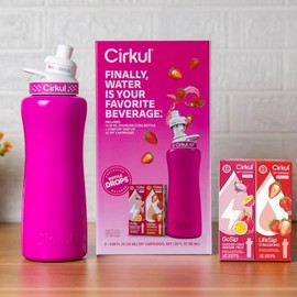 Stainless Steel Water Bottle Starter Kit for Drinking Needs - Drinkware Tumbler Portable Reusable - Color: Matte black Flavor Cartridges (Blueberry Grape & K