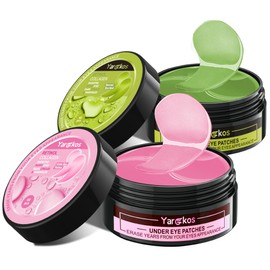 Pack of 2 60 Hydration Moisturising Eye Pad Mask, Green + Pink, 30 Pairs of Collagen Hydrogel Anti-Ageing Eye Pads, Hyaluronic Acid Eye Mask, Dark Circles Removal, Collagen Eye Mask