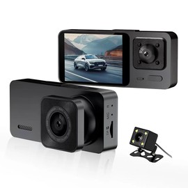 WHFNRU Dash Cam, 3 Channel Dash Cam, Front and Rear 1080P Dash Cam, Triple Dash Cam, Night Vision, 24 Hour Parking, Front and Rear Dash Cam Loop Recording
