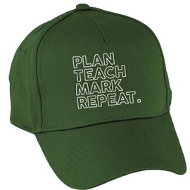 Hippowarehouse Plan Teach Mark Repeat Baseball Cap hat Premium Printed 5 Panel OneSize Adults Bottle Green