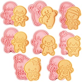 PTaizjjz 8 PCS Gingerbread Man Cookie Cutters,Plastic Gingerbread Boy and Girl Biscut Cutters Set,Christmas Cookie Cutters for DIY Chirstmas Party Decorations
