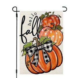 CROWNED BEAUTY Fall Garden Flag Pumpkins 12x18 Inch Double Sided Burlap for Outside Welcome Small Seasonal Autumn Yard Decoration CF1854-12