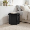 PINPLUS Linen Hexagon Storage Ottoman, Foldable Fabric Footstool with Lid,