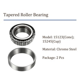 Kozelo 2 Pack 15123/15245 Tapered Roller Bearings - [1.25" x 2.4409" x 0.715"] Chrome Steel Bearing Cone and Cup Set for Conveyor Systems