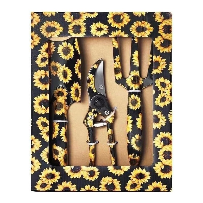 Decorative Garden Tool Set, 3-Piece Floral Pattern Pruning Tools 3pc