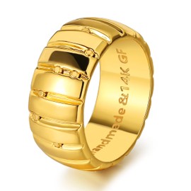 MTMY 14K Gold Plated Rings for Women Dainty Stacking Ring Statement Ring Eternity Bands Jewelry Size 6 to 8(lantern,size 7)