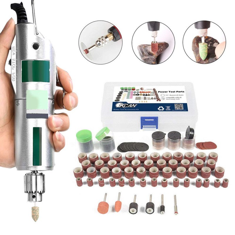 206Pcs Rotary Tool Accessories Kit 1/8 inch Shank Drill Hobby