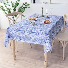 Obal William Morris Tablecloth Original Design Tablecloth Water Resistant Rectangular Table cloth Kitchen Dinning Decoration Table Cover Washable, 180cm x 140cm (Blue Strawberry Thief)