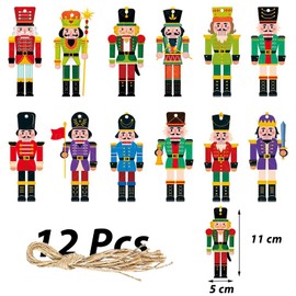 12Pcs Nutcracker Christmas Decorations,Christmas Nutcracker Xmas Tree Ornaments Hanging Decorations Set,Nutcracker Pendants for Hanging on Xmas Tree Indoors Tree Home Winter Holiday Party Supplies