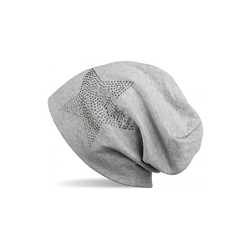 styleBREAKER Classic Unisex Beanie Hat with Star Rhinestone Appliqué, Warm