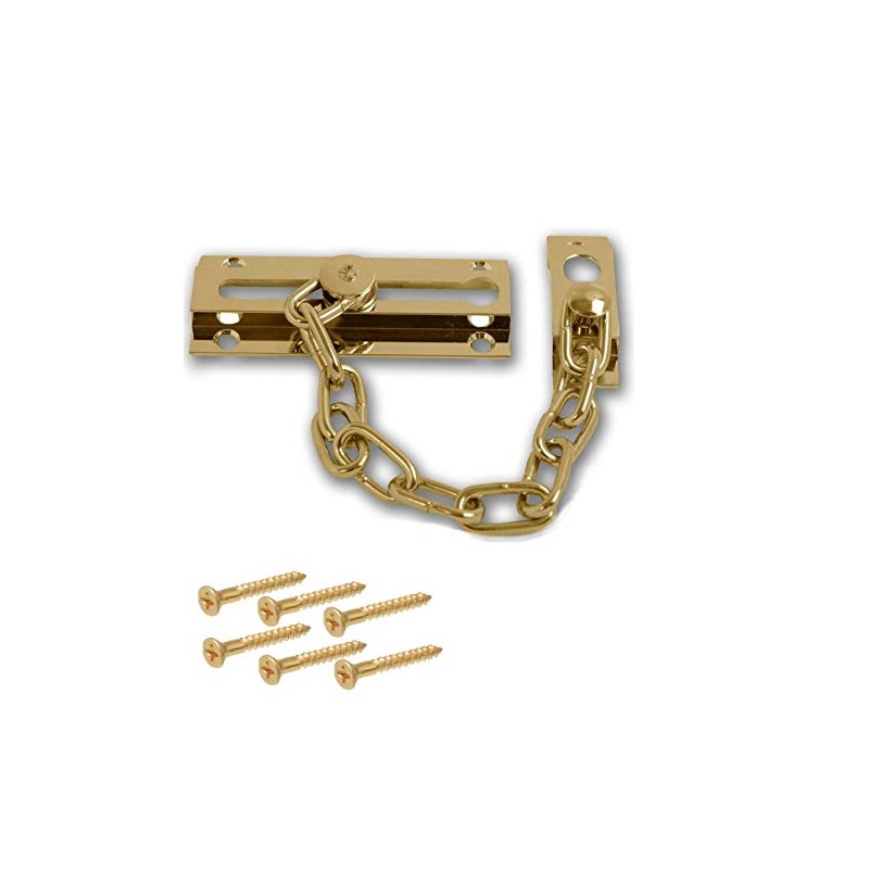 Merriway BH06518 Door Security Chain Polished Solid Brass, Gold Tone