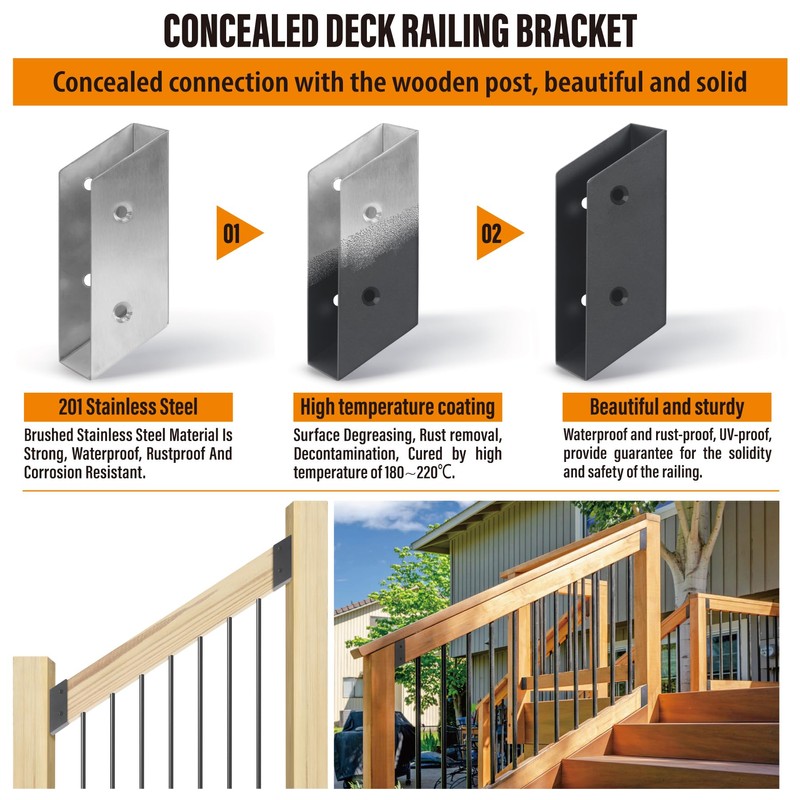 WOCEPU 32.5°Stair Angle Stainless Steel Deck Railing Brackets Connectors for